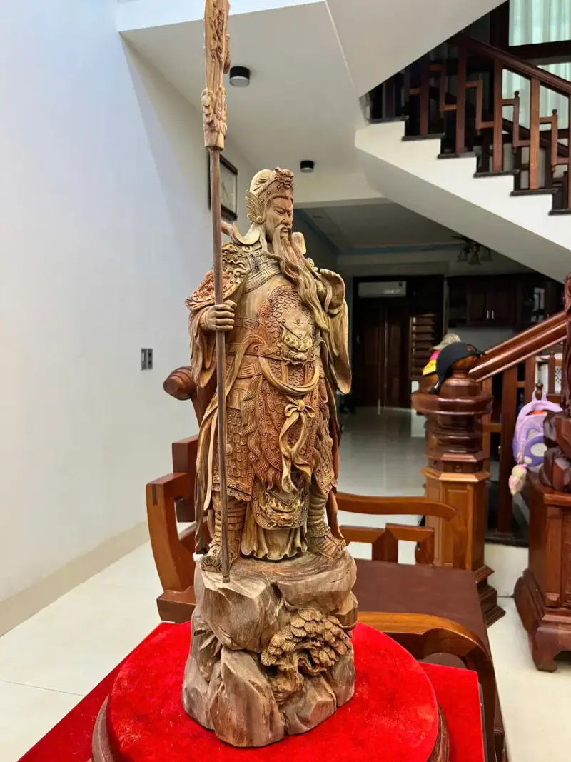 Tượng Gỗ Quan Công Chống Đao Gỗ Trắc Việt Mộc 62 - 20 - 17
