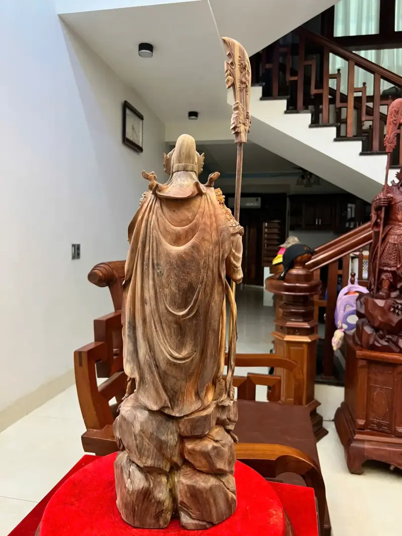 Tượng Gỗ Quan Công Chống Đao Gỗ Trắc Việt Mộc 62 - 20 - 17