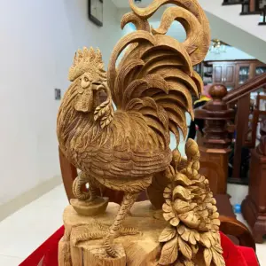 Tượng Gỗ Nhất Kê Gỗ Ngọc Am Liền Khối Hàng Kỹ 50 - 30 - 17