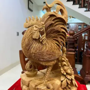 Tượng Gỗ Nhất Kê Gỗ Ngọc Am Liền Khối Hàng Kỹ 50 - 30 - 17