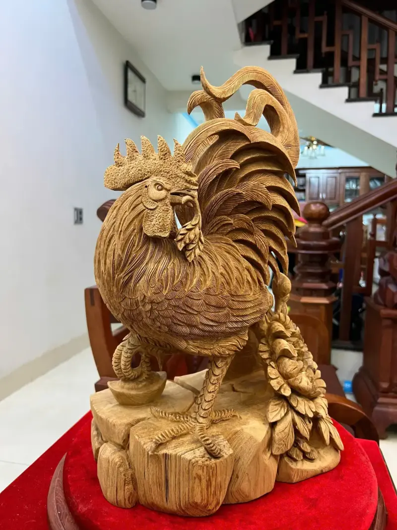 Tượng Gỗ Nhất Kê Gỗ Ngọc Am Liền Khối Hàng Kỹ 50 - 30 - 17