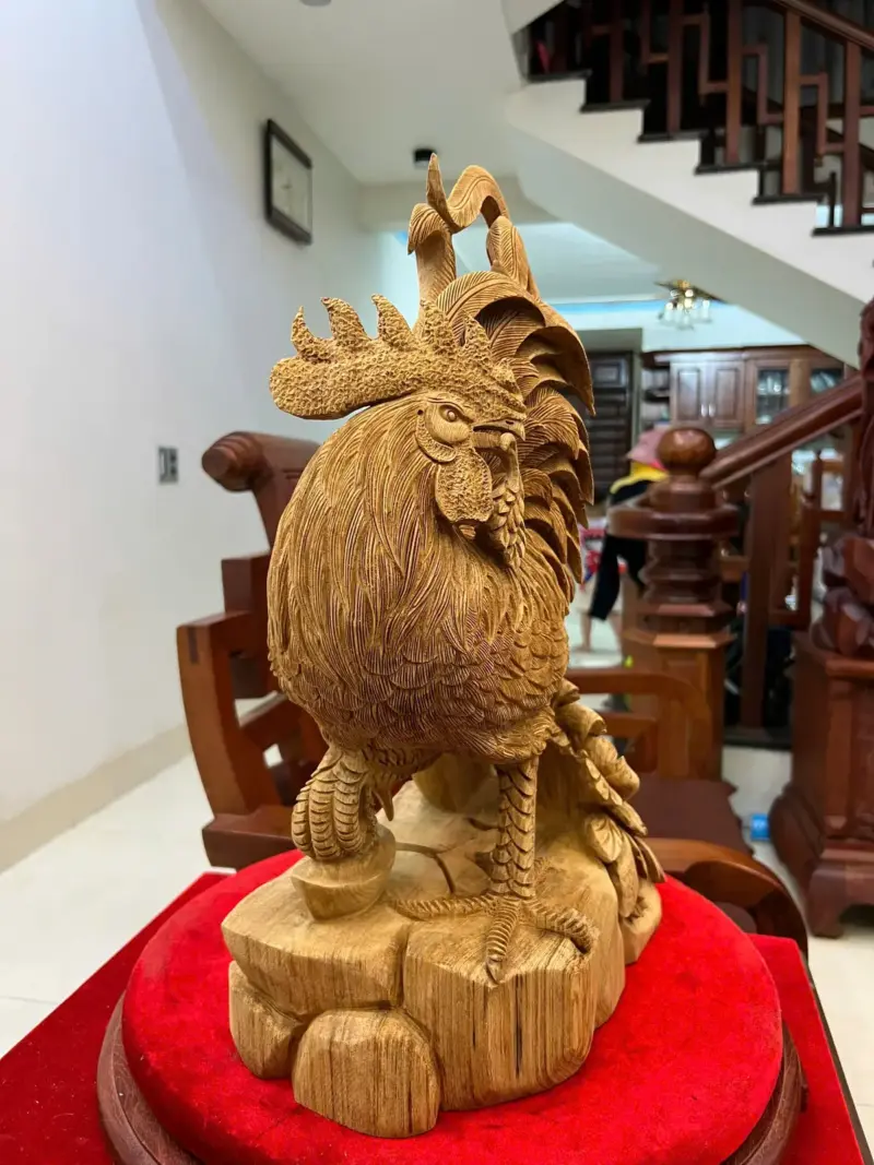 Tượng Gỗ Nhất Kê Gỗ Ngọc Am Liền Khối Hàng Kỹ 50 - 30 - 17