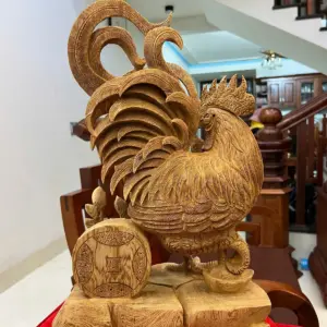 Tượng Gỗ Nhất Kê Gỗ Ngọc Am Liền Khối Hàng Kỹ 50 - 30 - 17