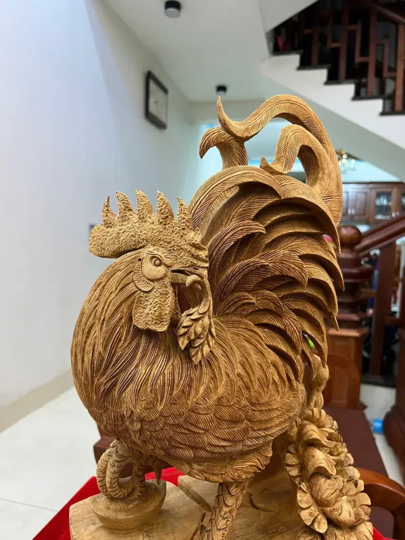 Tượng Gỗ Nhất Kê Gỗ Ngọc Am Liền Khối Hàng Kỹ 50 - 30 - 17