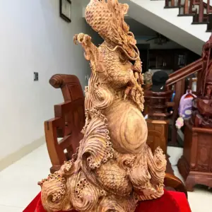 Tượng Gỗ Nhất Long Gỗ Sưa Bắc Liền Khối Mộc Vân Tím 56 - 37 - 22