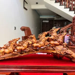 Tượng Gỗ Cầu Bát Mã Gỗ Sưa Bắc Liền Khối 27 - 69 - 17