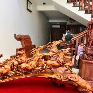 Tượng Gỗ Cầu Bát Mã Gỗ Sưa Bắc Liền Khối 27 - 69 - 17