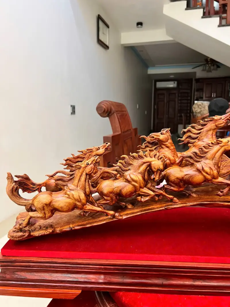 Tượng Gỗ Cầu Bát Mã Gỗ Sưa Bắc Liền Khối 27 - 69 - 17