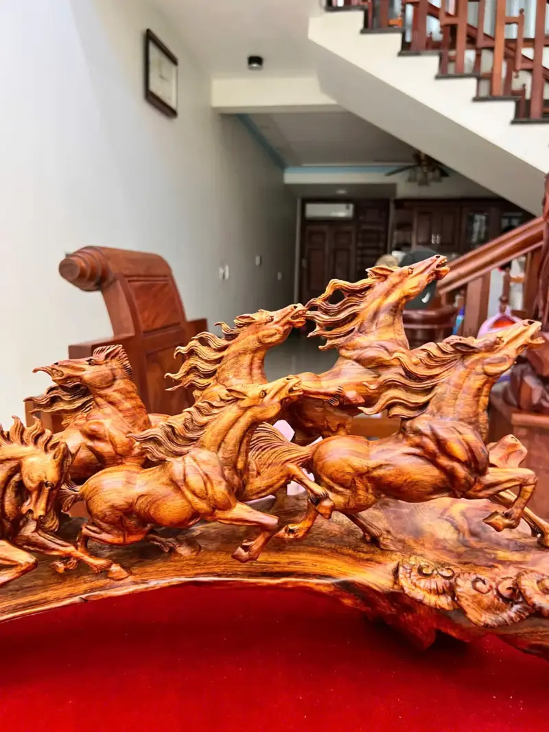 Tượng Gỗ Cầu Bát Mã Gỗ Sưa Bắc Liền Khối 27 - 69 - 17