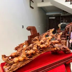 Tượng Gỗ Cầu Bát Mã Gỗ Sưa Bắc Liền Khối 27 - 69 - 17