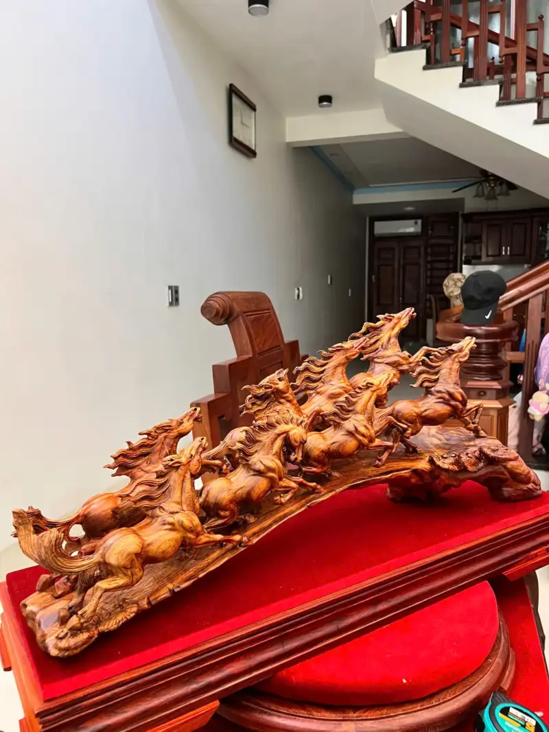 Tượng Gỗ Cầu Bát Mã Gỗ Sưa Bắc Liền Khối 27 - 69 - 17