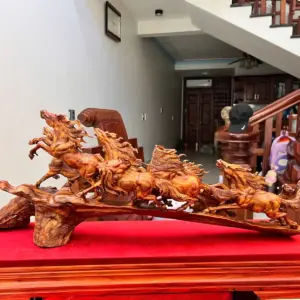 Tượng Gỗ Cầu Bát Mã Gỗ Sưa Bắc Liền Khối 27 - 69 - 17