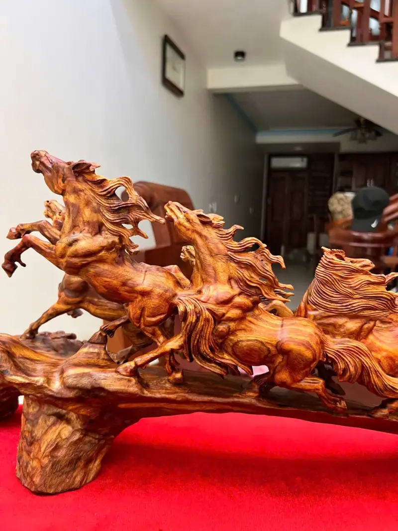 Tượng Gỗ Cầu Bát Mã Gỗ Sưa Bắc Liền Khối 27 - 69 - 17