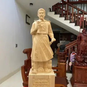 Tượng Gỗ Trần Quốc Tuấn Gỗ Ngọc Am Liền Khối 80 - 23 - 18