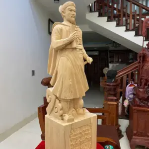 Tượng Gỗ Trần Quốc Tuấn Gỗ Ngọc Am Liền Khối 80 - 23 - 18