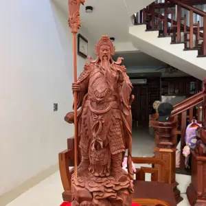 Tượng Gỗ Quan Công Chống Đao Gỗ Tử Đàn Mộc 70 - 23 - 22