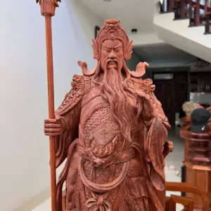 Tượng Gỗ Quan Công Chống Đao Gỗ Tử Đàn Mộc 70 - 23 - 22