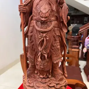 Tượng Gỗ Quan Công Chống Đao Gỗ Tử Đàn Mộc 70 - 23 - 22