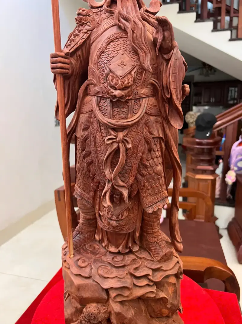 Tượng Gỗ Quan Công Chống Đao Gỗ Tử Đàn Mộc 70 - 23 - 22