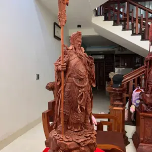 Tượng Gỗ Quan Công Chống Đao Gỗ Tử Đàn Mộc 70 - 23 - 22