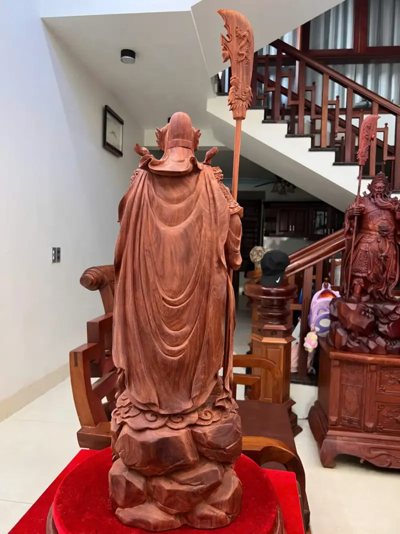 Tượng Gỗ Quan Công Chống Đao Gỗ Tử Đàn Mộc 70 - 23 - 22