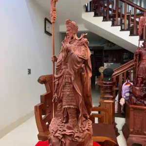 Tượng Gỗ Quan Công Chống Đao Gỗ Tử Đàn Mộc 70 - 23 - 22