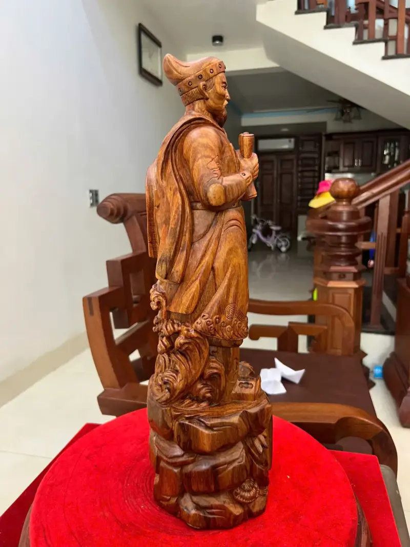 Tượng Gỗ Trần Quốc Tuấn Gỗ Sưa Bắc Liền Khối 50 - 16 - 14