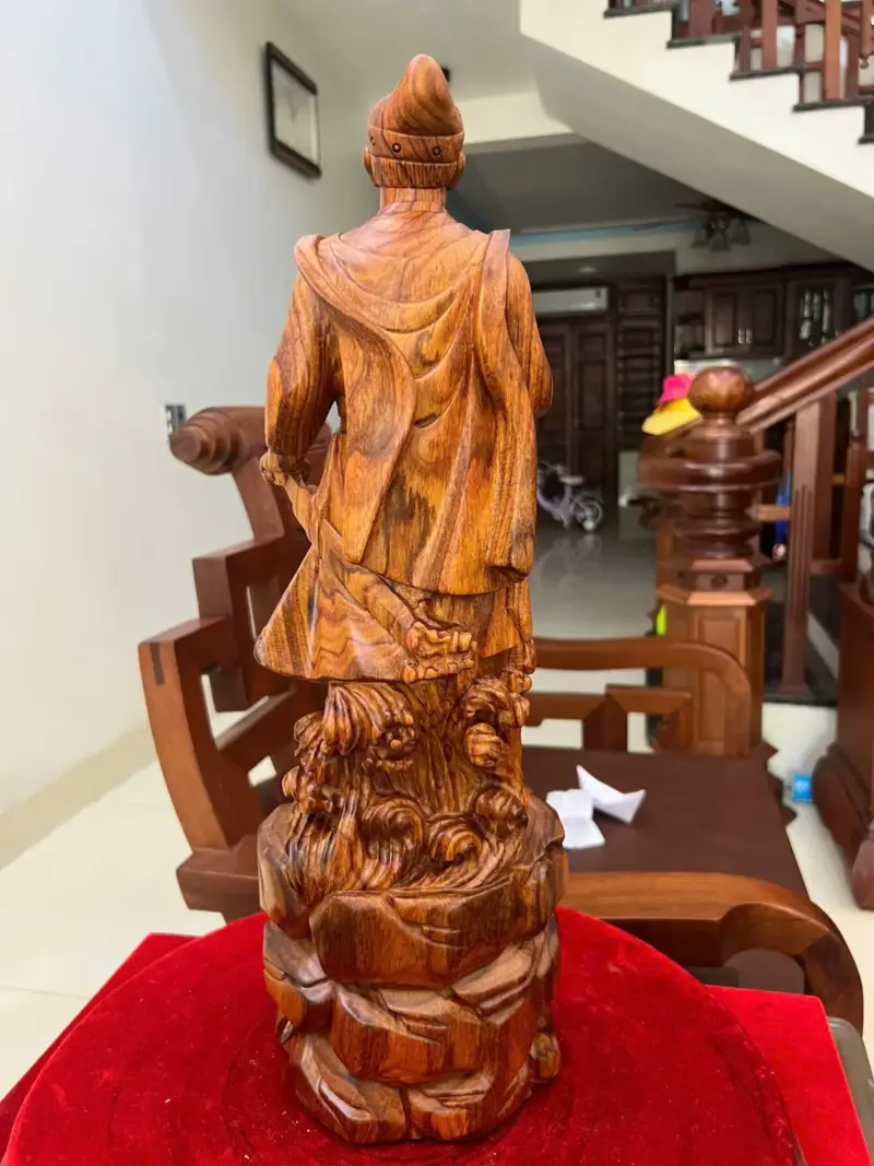 Tượng Gỗ Trần Quốc Tuấn Gỗ Sưa Bắc Liền Khối 50 - 16 - 14