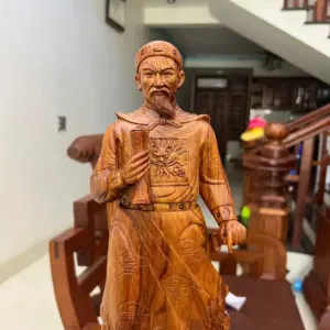 Tượng Gỗ Trần Quốc Tuấn Gỗ Sưa Bắc Liền Khối 50 - 16 - 14