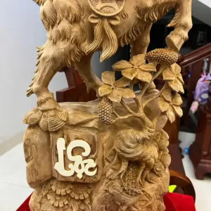 Tượng Gỗ Nhất Dê Gỗ Ngọc Am Liền Khối Gỗ Già Thơm 73 - 35 - 15
