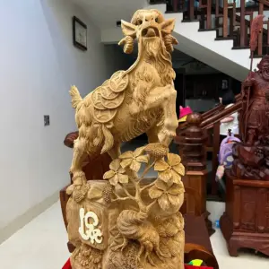 Tượng Gỗ Nhất Dê Gỗ Ngọc Am Liền Khối Gỗ Già Thơm 73 - 35 - 15