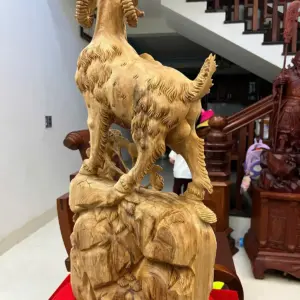 Tượng Gỗ Nhất Dê Gỗ Ngọc Am Liền Khối Gỗ Già Thơm 73 - 35 - 15