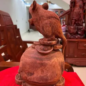 Tượng Gỗ Chuột Bê Vàng Gỗ Cẩm Việt Liền Khối (Mộc) 31 - 20 - 14
