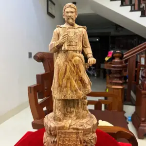Tượng Gỗ Trần Quốc Tuấn Gỗ Sưa Bắc Liền Khối 50 - 18 - 14
