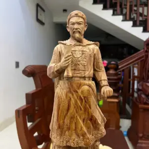 Tượng Gỗ Trần Quốc Tuấn Gỗ Sưa Bắc Liền Khối 50 - 18 - 14