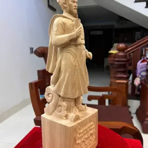 Tượng Gỗ Trần Quốc Tuấn Gỗ Ngọc Am Liền Khối 50 - 15 - 12