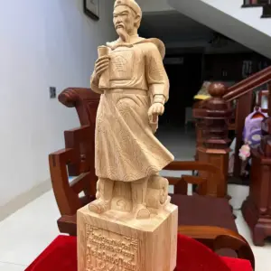 Tượng Gỗ Trần Quốc Tuấn Gỗ Ngọc Am Liền Khối 50 - 15 - 12