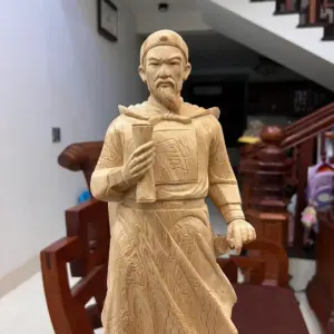 Tượng Gỗ Trần Quốc Tuấn Gỗ Ngọc Am Liền Khối 50 - 15 - 12