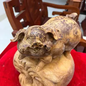 Tượng Gỗ Heo Gỗ Nu Ngọc Am Liền Khối Đang Lên Tuyết 21 - 23 - 21