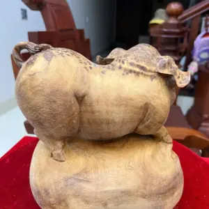 Tượng Gỗ Heo Gỗ Nu Ngọc Am Liền Khối Đang Lên Tuyết 21 - 23 - 21