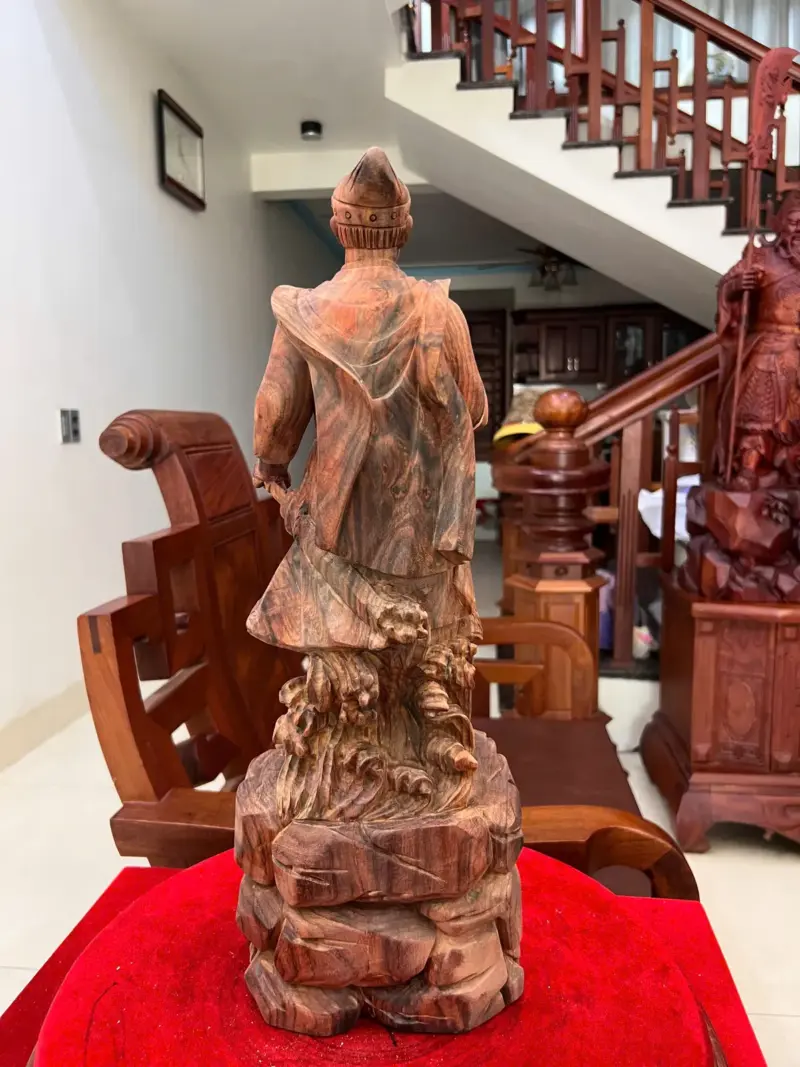 Tượng Gỗ Trần Quốc Tuấn Gỗ Trắc Việt Liền Khối 50 - 17 - 14
