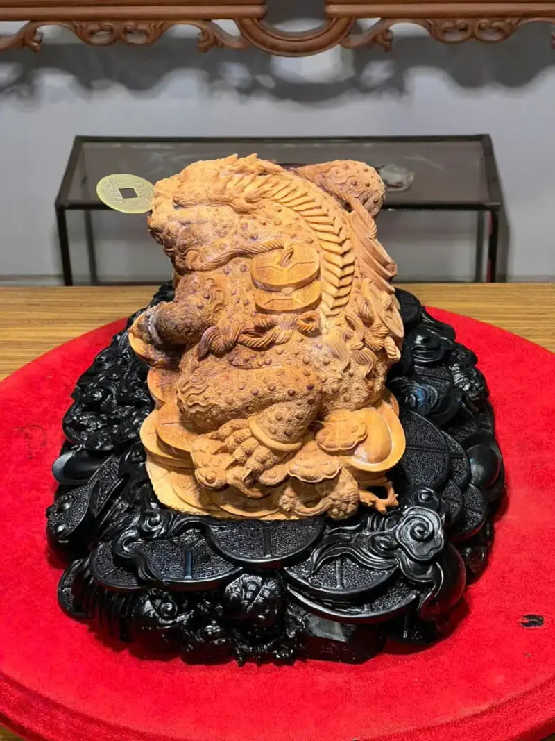 Tượng Cóc Gỗ Hoàng Đàn Cao 22cm