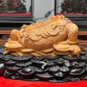 Tượng Cóc Gỗ Hoàng Đàn Cao 22cm