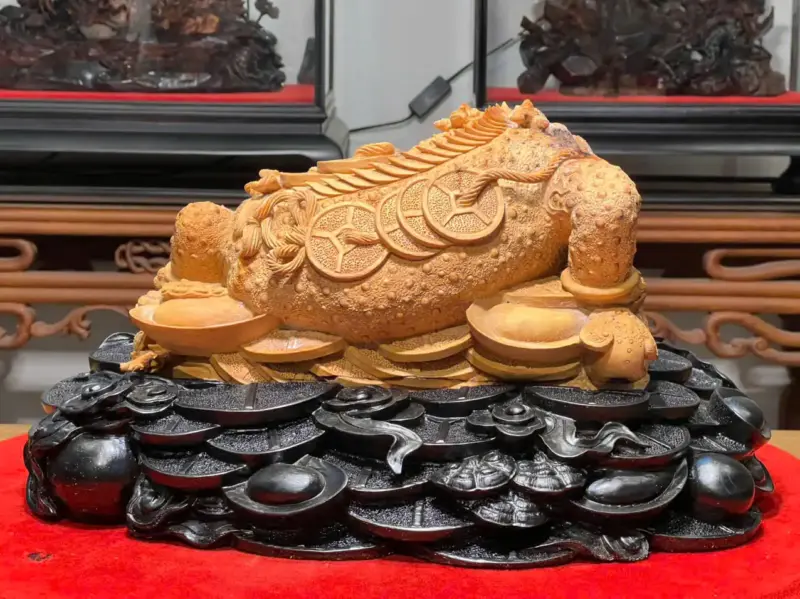Tượng Cóc Gỗ Hoàng Đàn Cao 22cm
