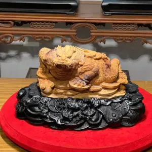Tượng Cóc Gỗ Hoàng Đàn Cao 22cm
