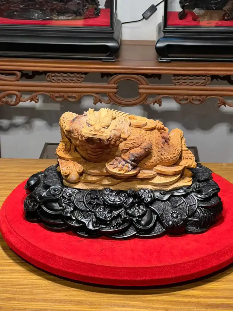 Tượng Cóc Gỗ Hoàng Đàn Cao 22cm