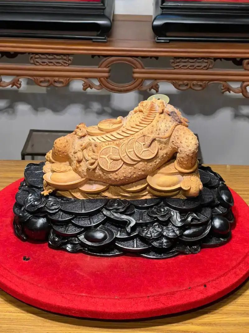 Tượng Cóc Gỗ Hoàng Đàn Cao 22cm
