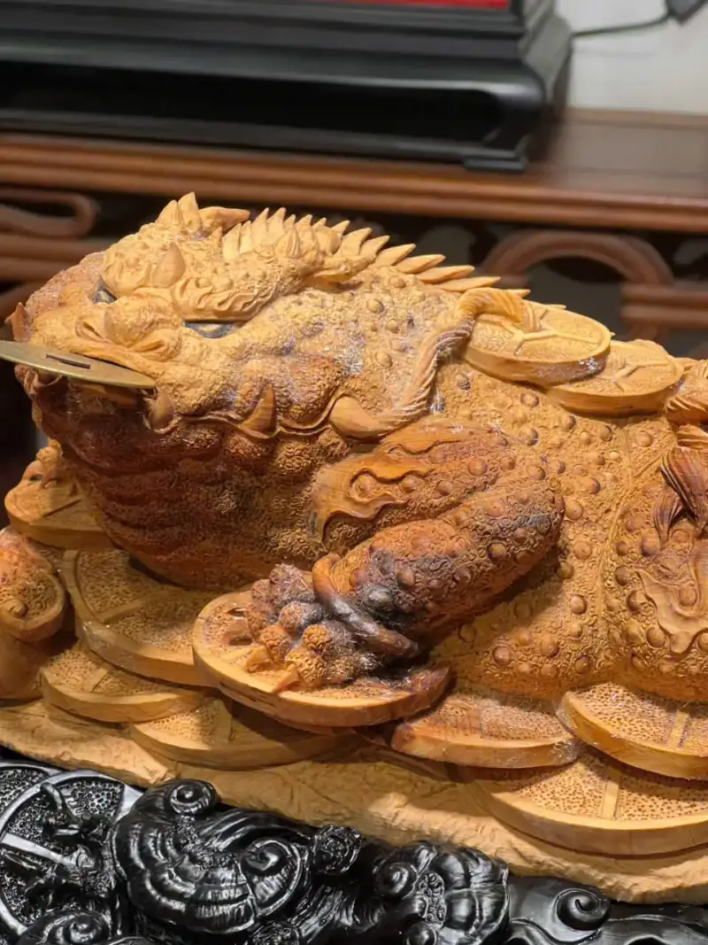 Tượng Cóc Gỗ Hoàng Đàn Cao 22cm