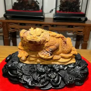 Tượng Cóc Gỗ Hoàng Đàn Cao 22cm