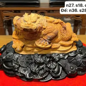Tượng Cóc Gỗ Hoàng Đàn Cao 22cm